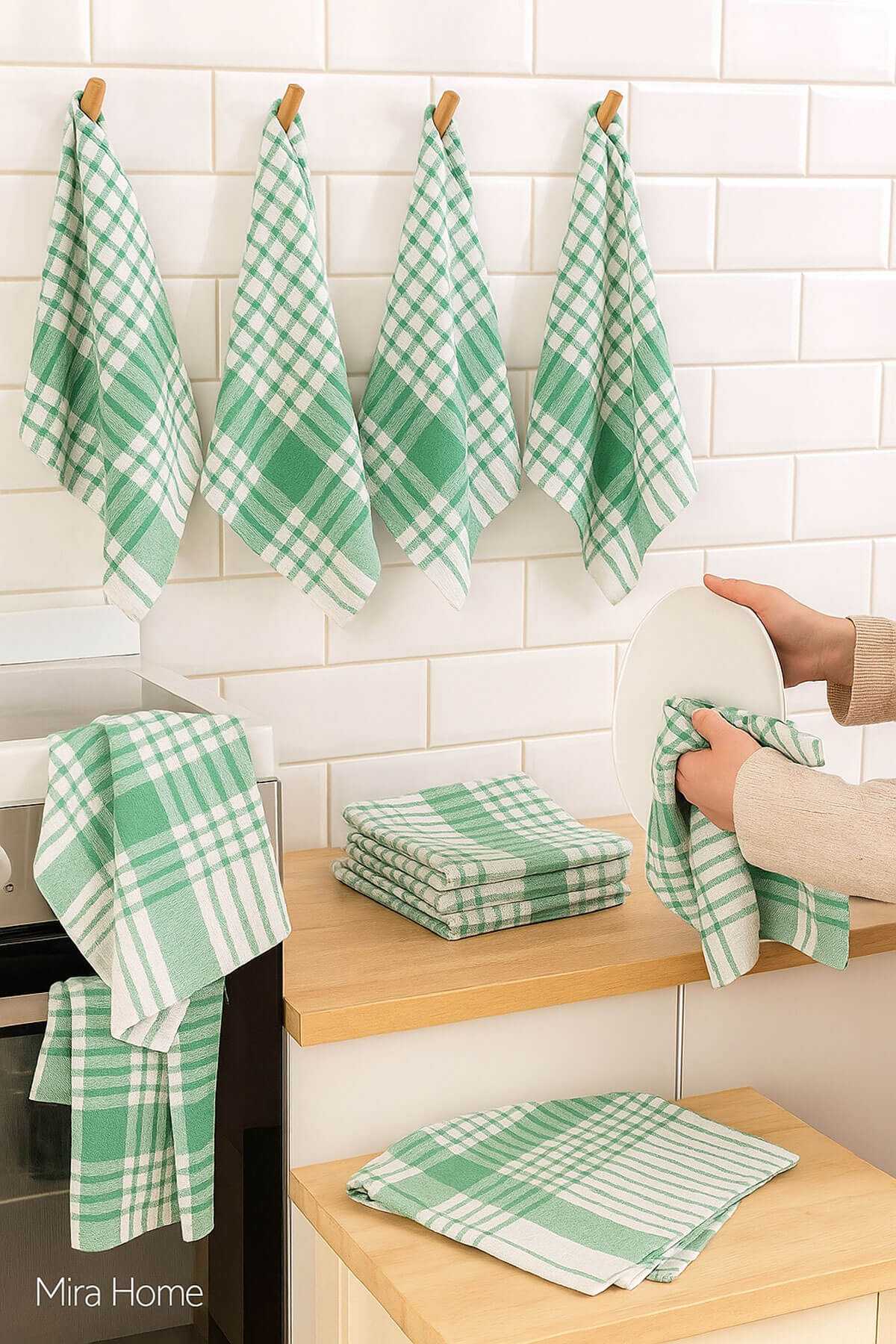 10-Pack Luxury Dish Towel and Kitchen Napkin 50x70 Cm Daily Green