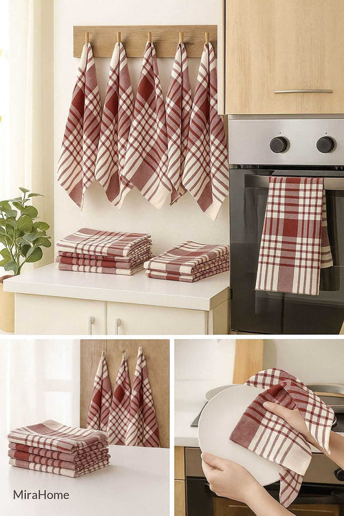 10 Piece Luxury Dish Drying Cloth and Kitchen Towel 50x70 Cm Daily Claret