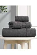 3-piece Bathroom Towel Set Cotton Ritim Anthracite