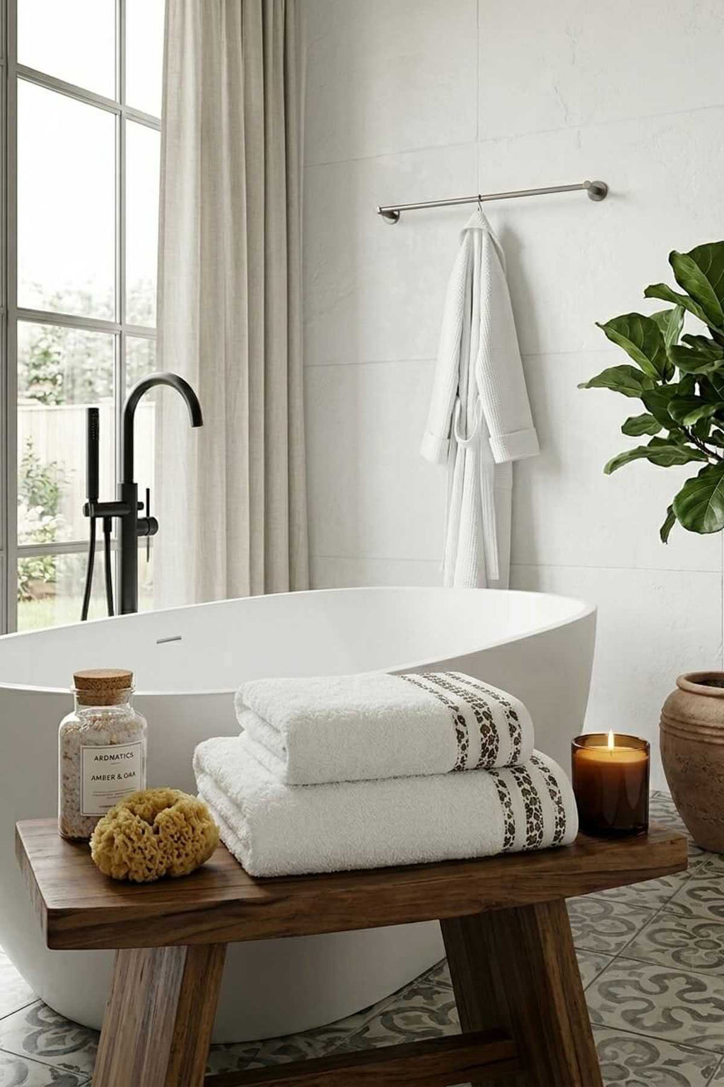 2 Piece Bathroom Towel Set 100% Cotton 70x140+50x90 Cm Savana White