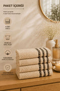 4-Piece Hand Face Towel Set 100% Cotton 50x90 cm Savannah Sand Beige