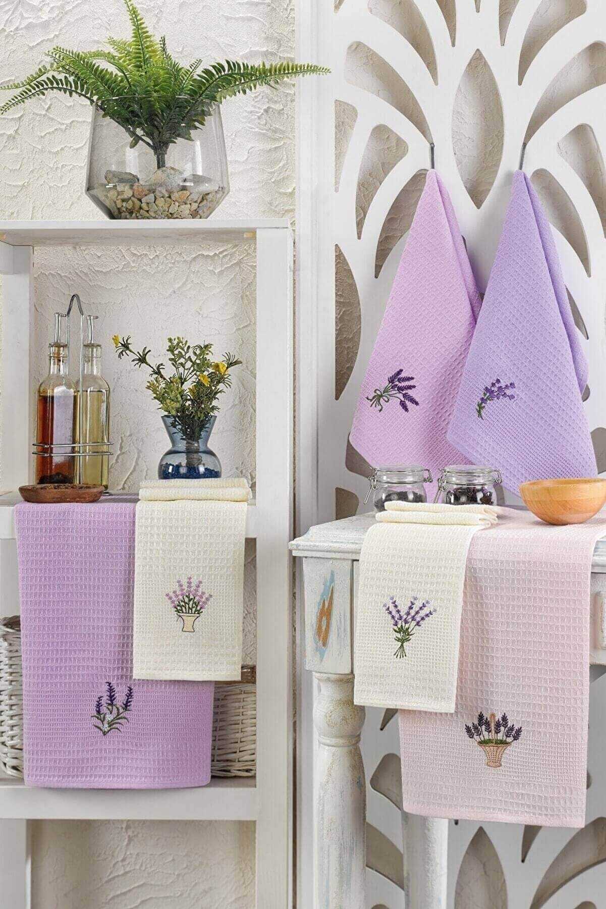 6 Piece Kitchen Dish Towel 40 X 60 Cm Lavender Flower