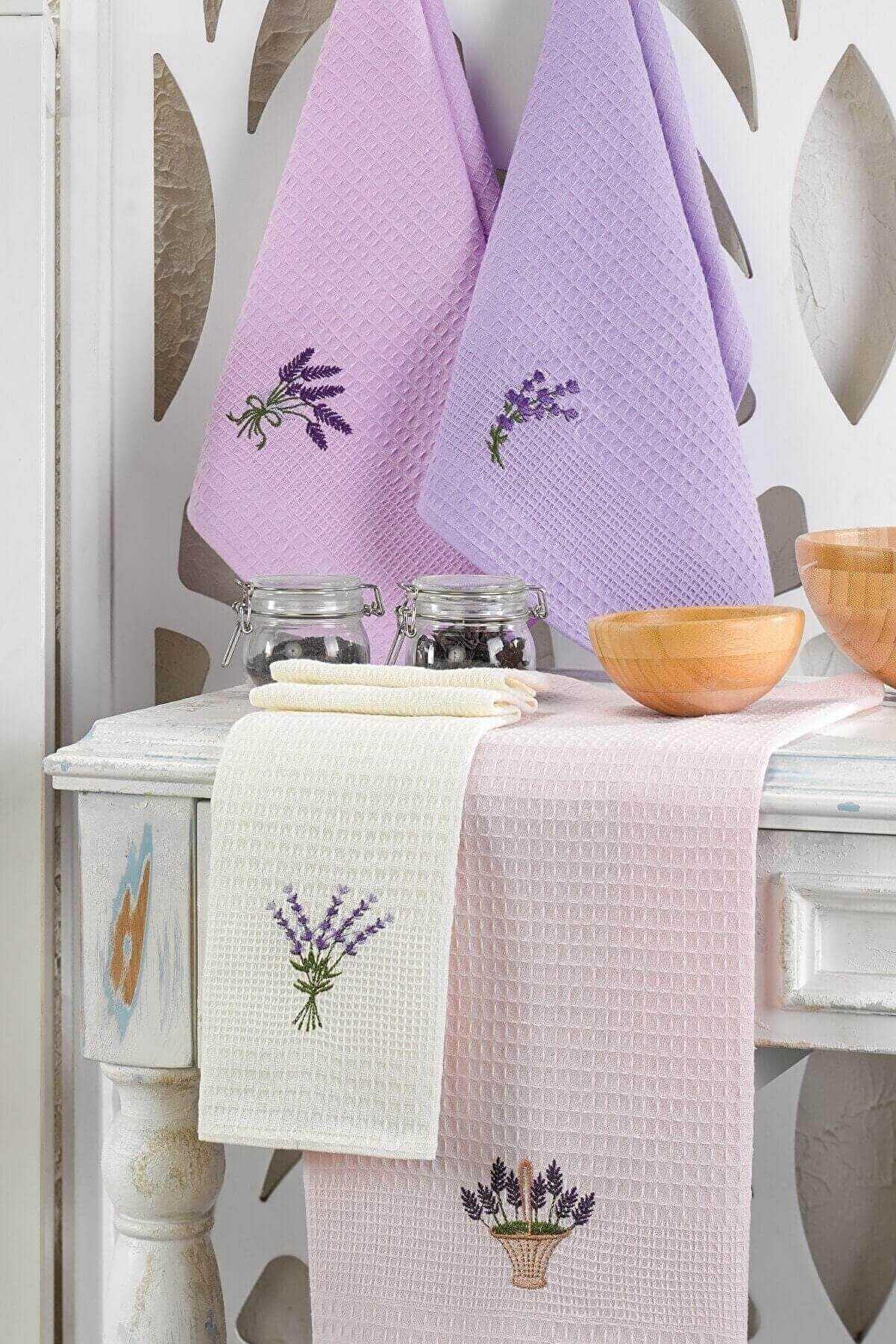 6 Piece Kitchen Dish Towel 40 X 60 Cm Lavender Flower