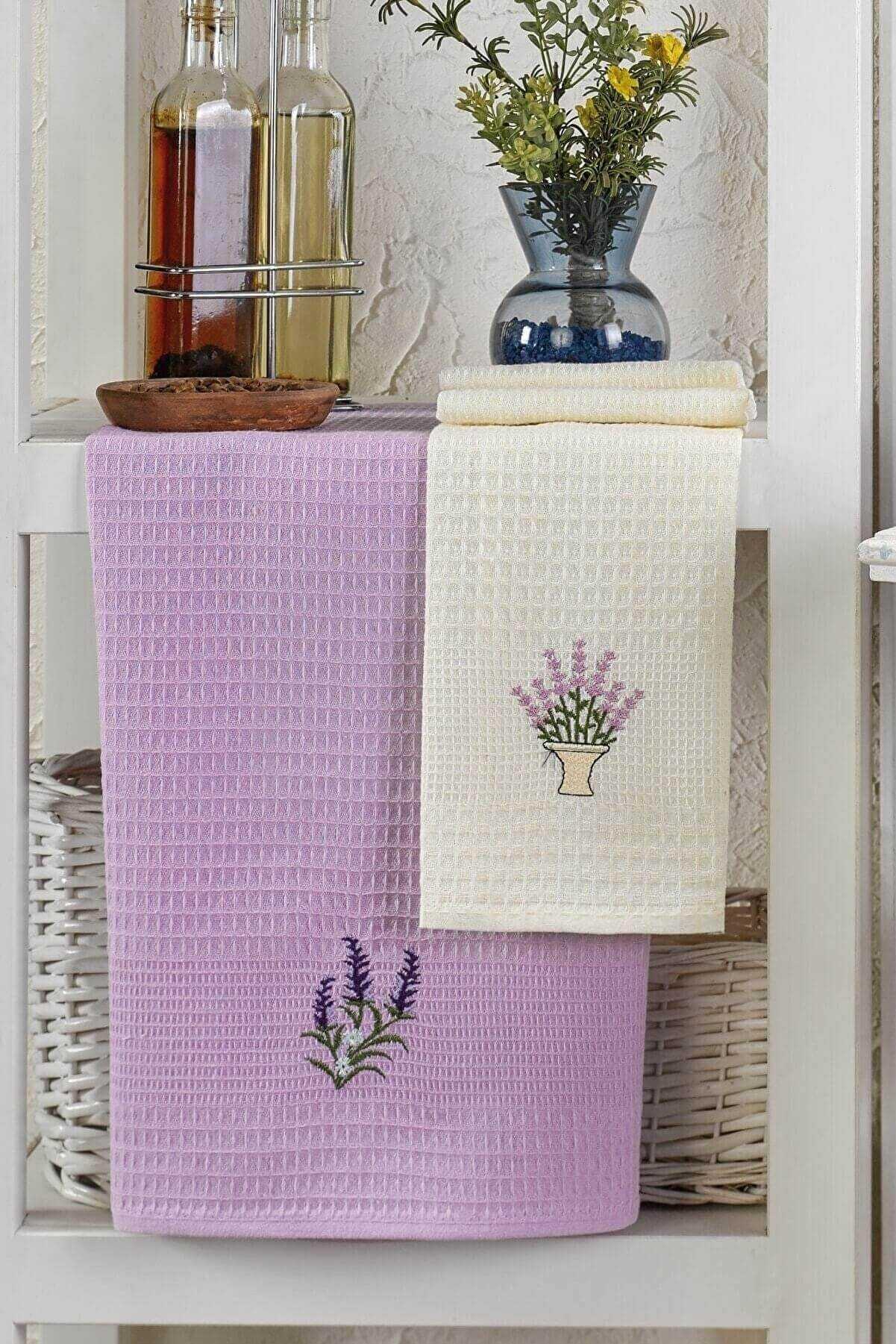 6 Piece Kitchen Dish Towel 40 X 60 Cm Lavender Flower