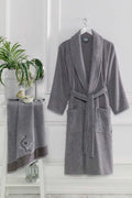 Men's Hooded Bathrobe Set 100% Cotton Anthracite