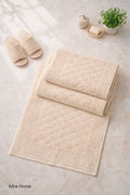 3-Piece Cotton Bath Towel Set with Embossed Pattern 50x70 Cm Beige