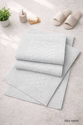 3 Piece Cotton Bath Mat Set, Embossed Pattern, 50x70 cm, Light Gray