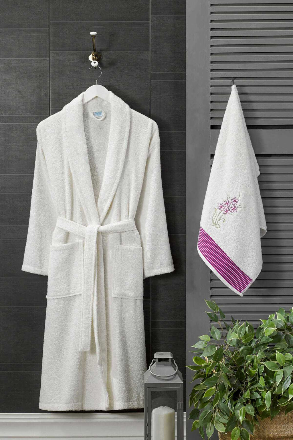 Women's Towel Bathrobe Set 100% Cotton White