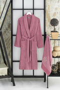 Women's Towel Bathrobe Set %100 Cotton Plum