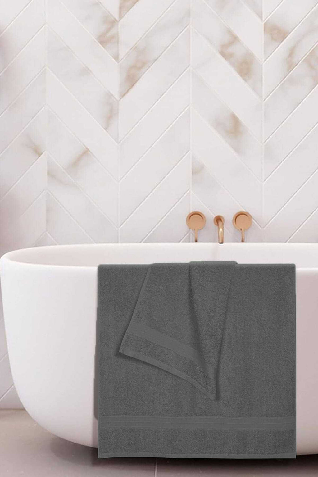 2-Piece Dry Anthracite 100% Cotton Bathroom Towel Set