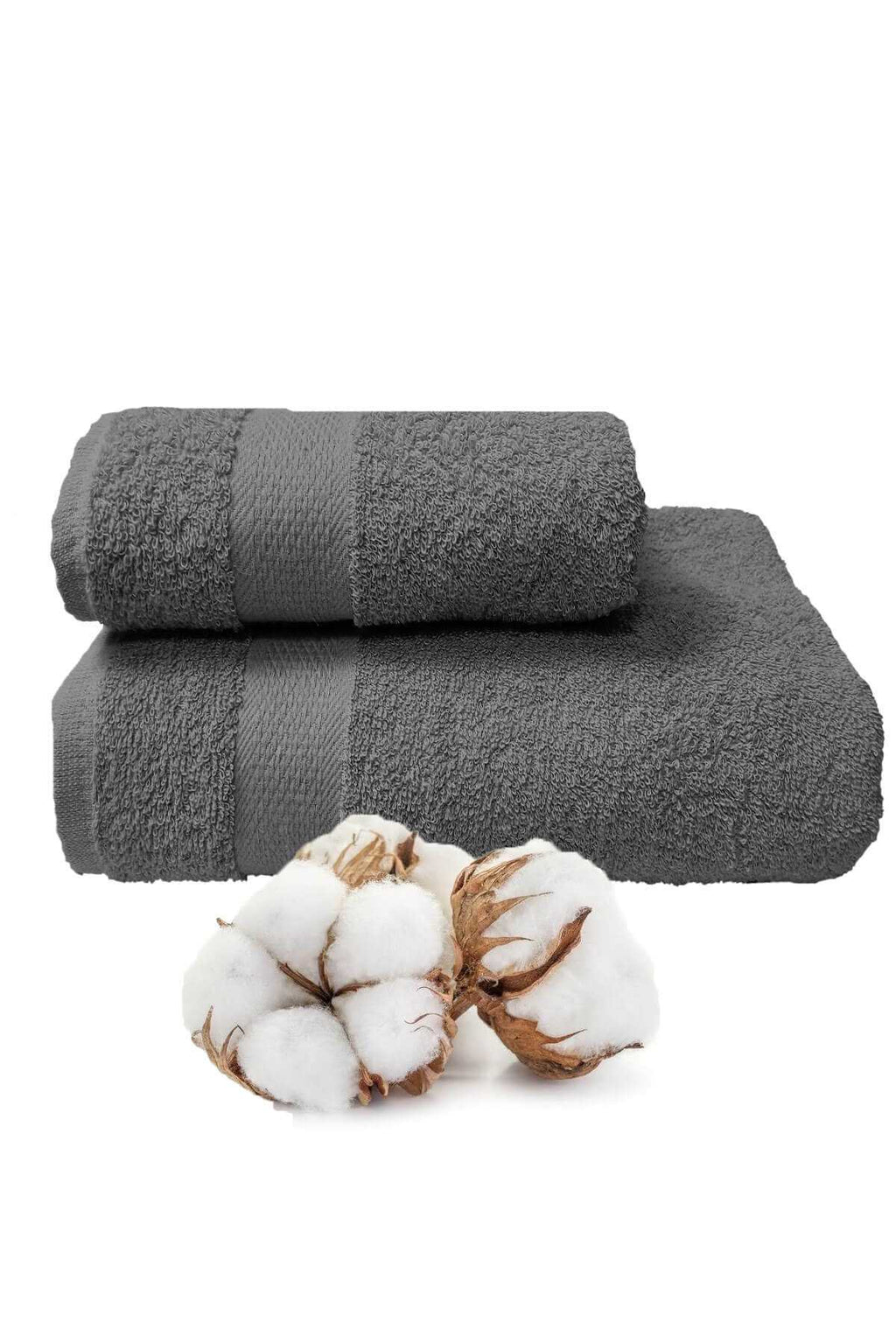 2-Piece Dry Anthracite 100% Cotton Bathroom Towel Set