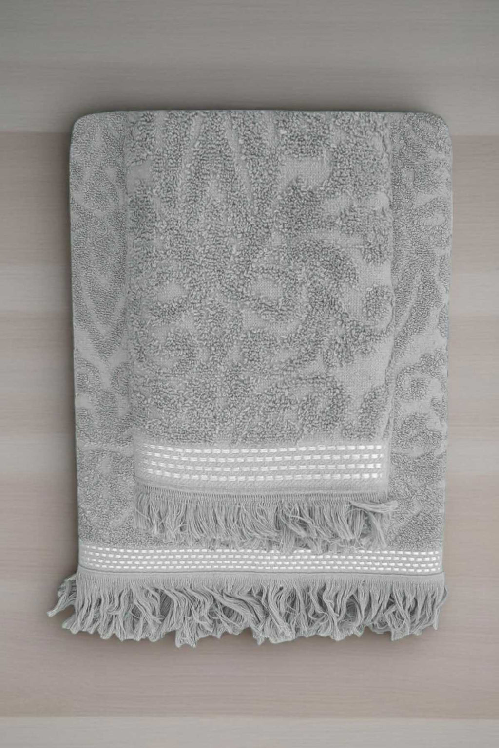 2 Piece Jacquard Bath Towel Set 100% Cotton 90x150 Cm Arden Grey
