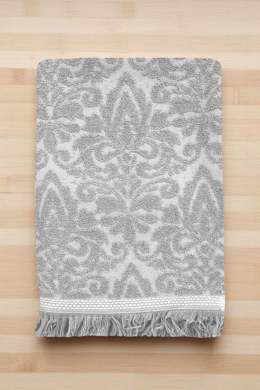 2 Piece Jacquard Bath Towel Set 100% Cotton 90x150 Cm Arden Grey