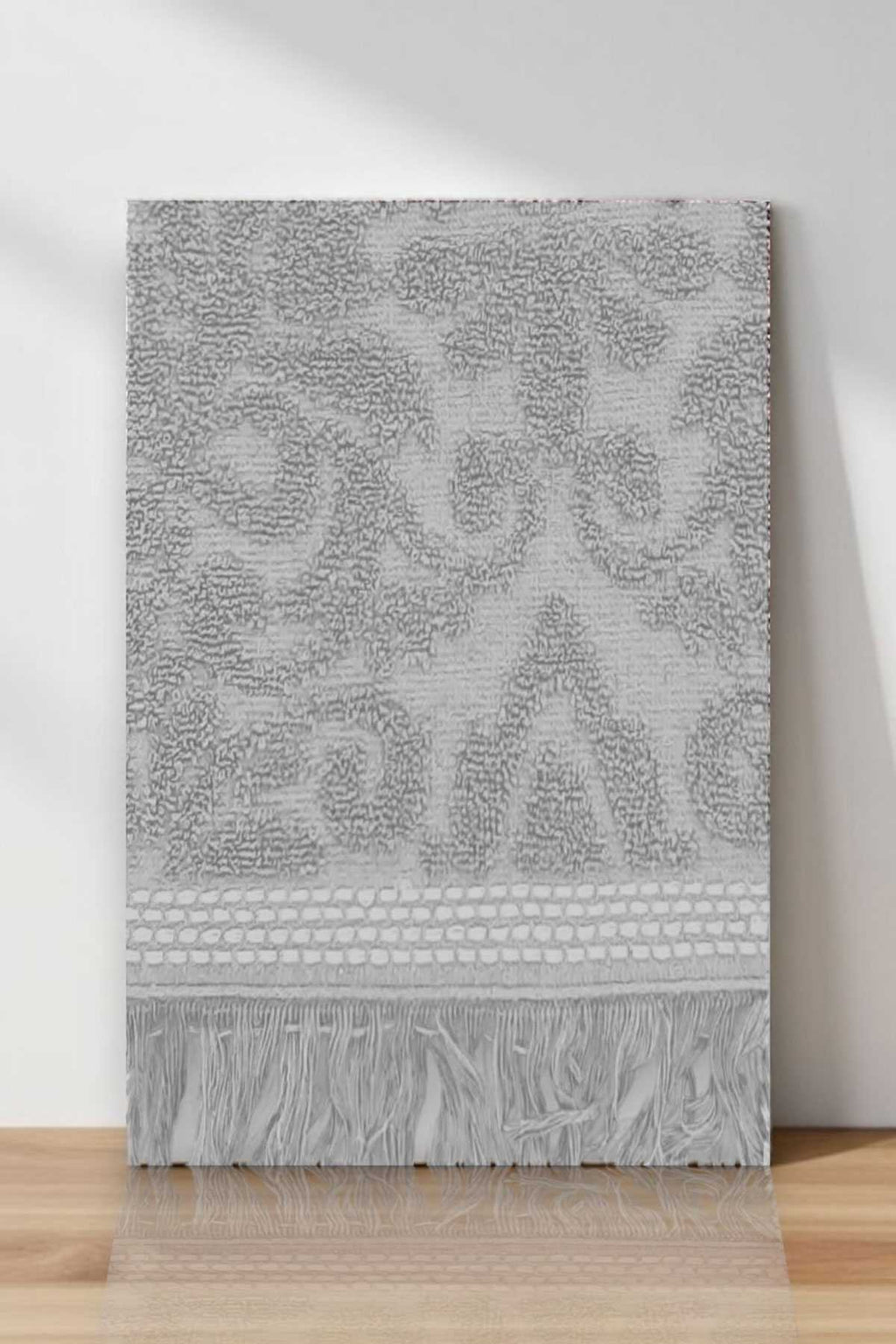 2 Piece Jacquard Bath Towel Set 100% Cotton 90x150 Cm Arden Grey