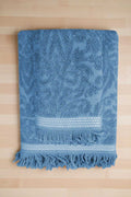 2 Piece Jacquard Bath Towel Set 100% Cotton 90x150 Cm Arden Blue