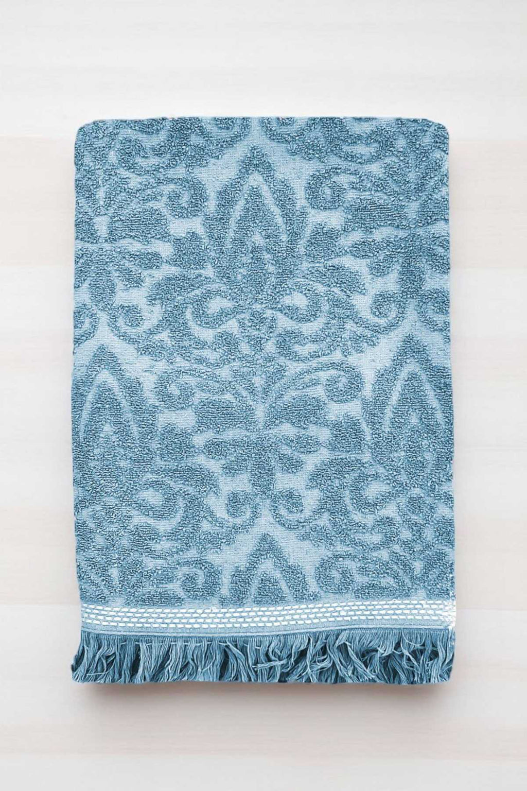 2 Piece Jacquard Bath Towel Set 100% Cotton 90x150 Cm Arden Blue