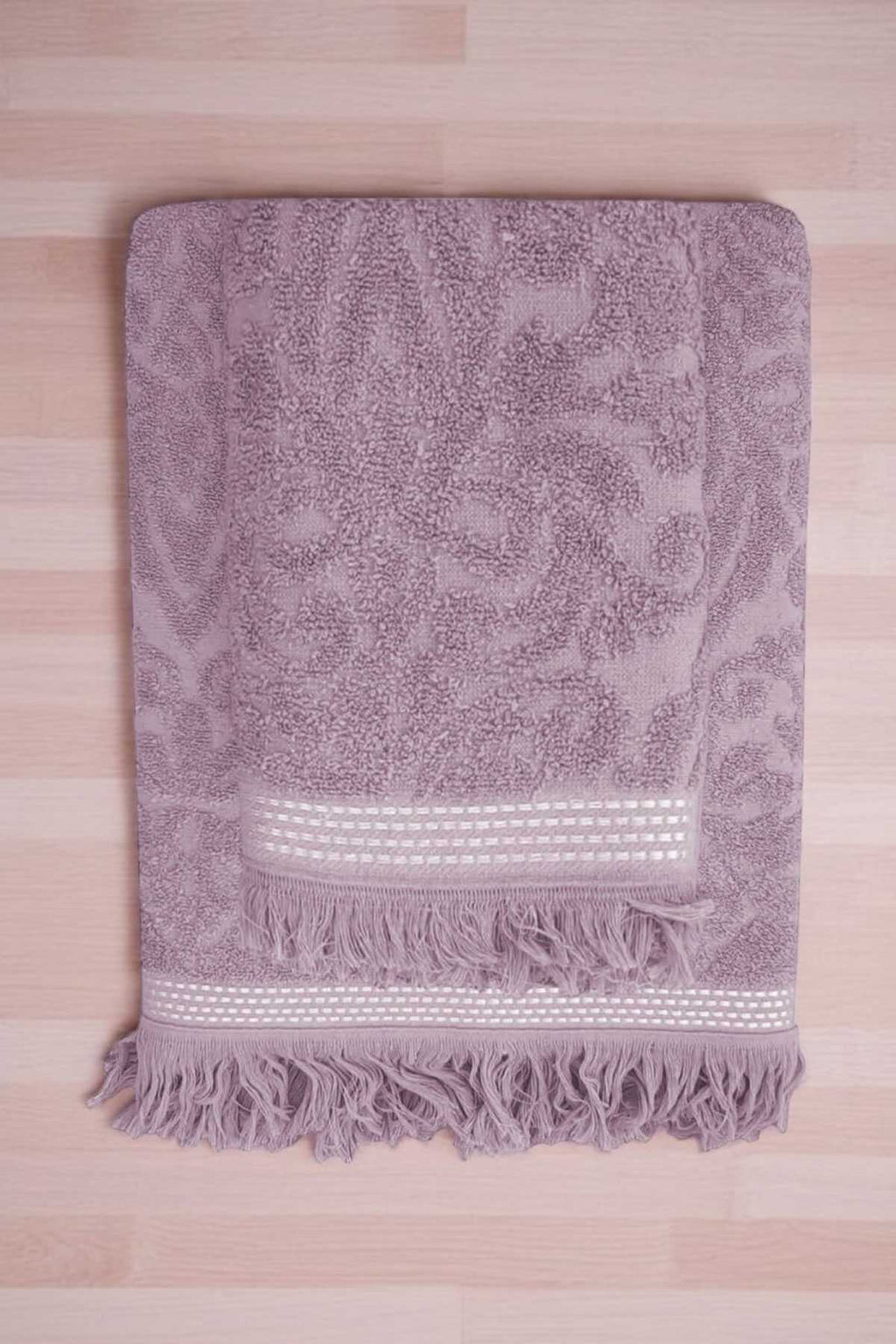 2 Piece Jacquard Bath Towel Set 100% Cotton 90x150 Cm Arden Purple