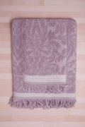 2 Piece Jacquard Bath Towel Set 100% Cotton 90x150 Cm Arden Purple