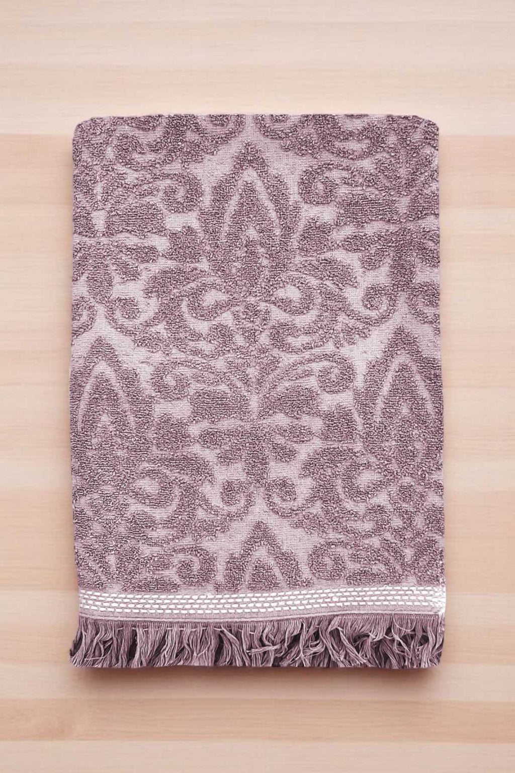 2 Piece Jacquard Bath Towel Set 100% Cotton 90x150 Cm Arden Purple