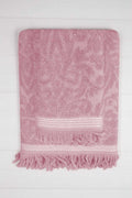2 Piece Jacquard Bath Towel Set 100% Cotton 90x150 Cm Arden Pink