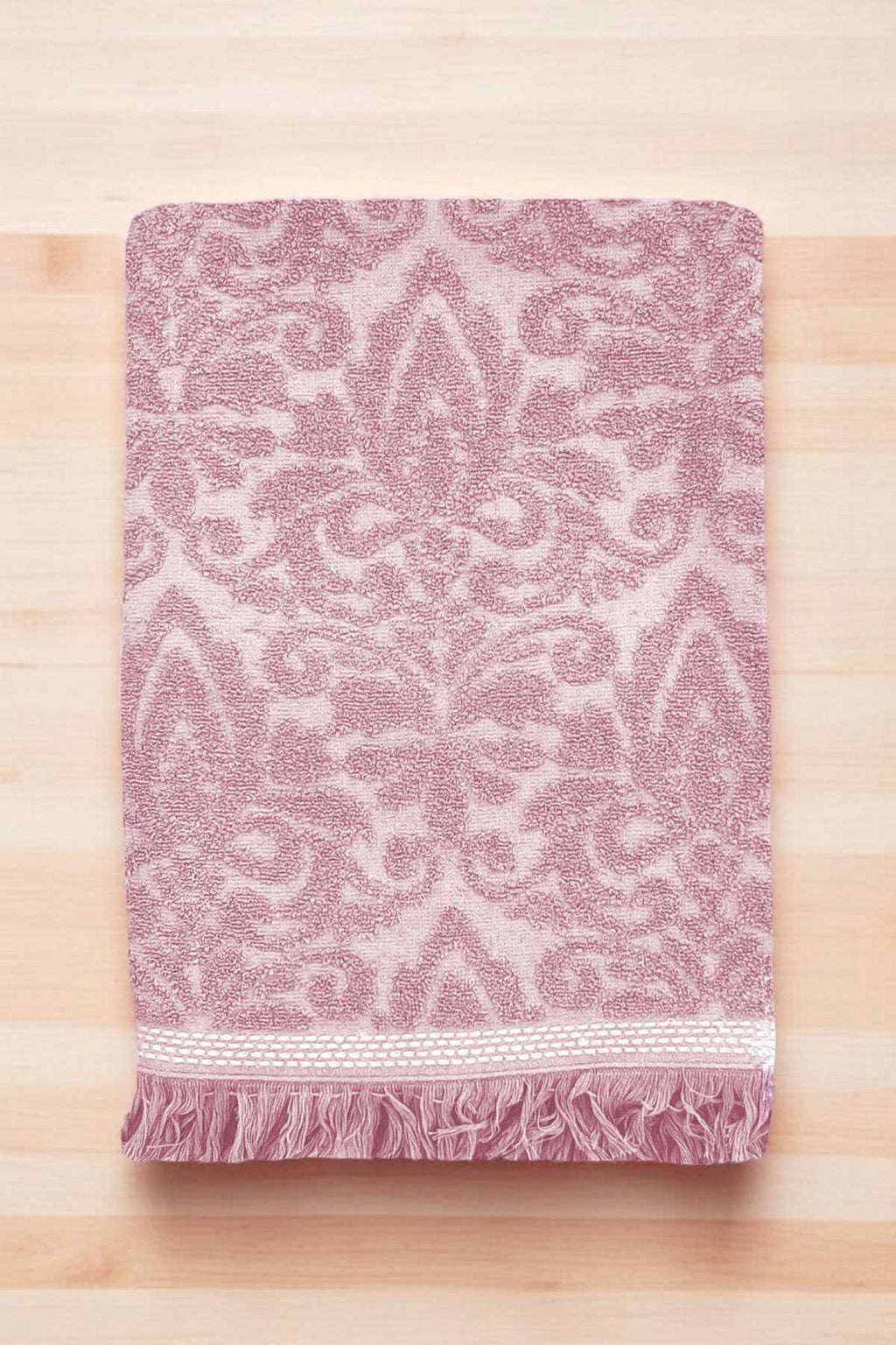 2 Piece Jacquard Bath Towel Set 100% Cotton 90x150 Cm Arden Pink