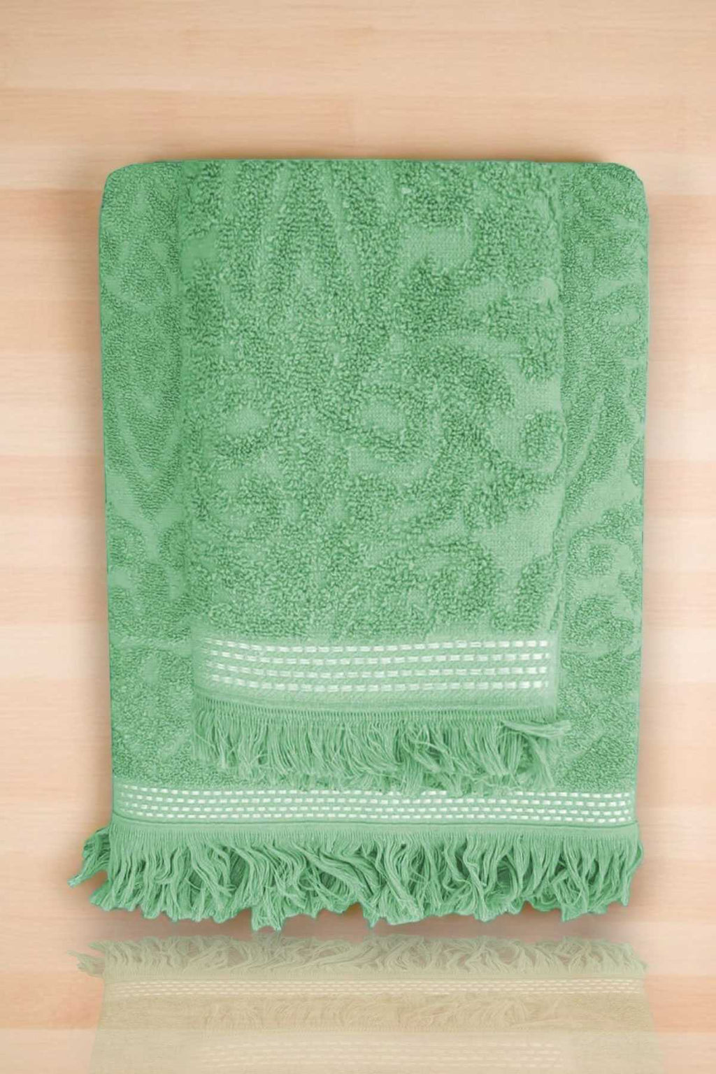 2 Piece Jacquard Bath Towel Set 100% Cotton 90x150 Cm Arden Green