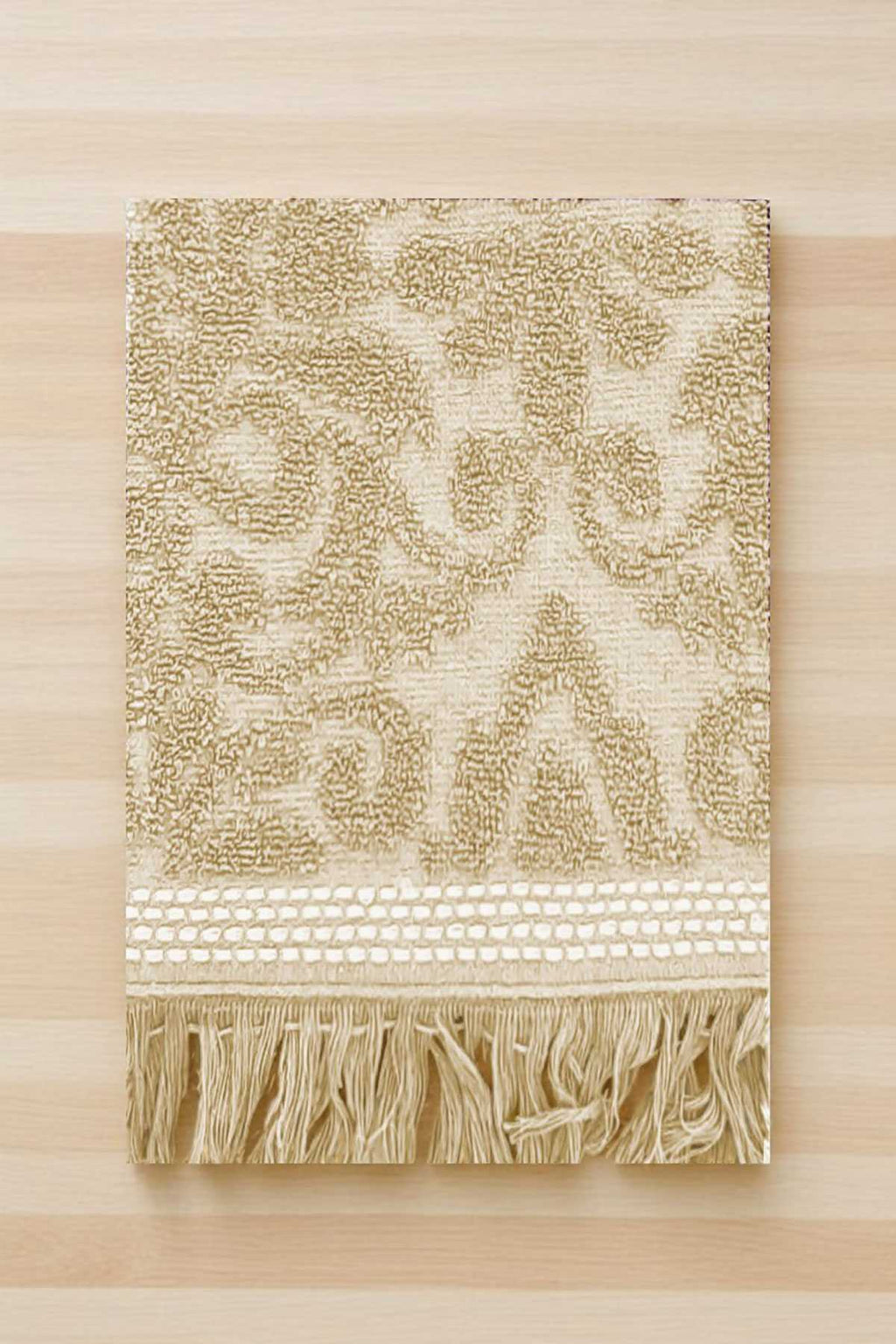 2 Piece Jacquard Bath Towel Set 100% Cotton 90x150 Cm Arden Beige