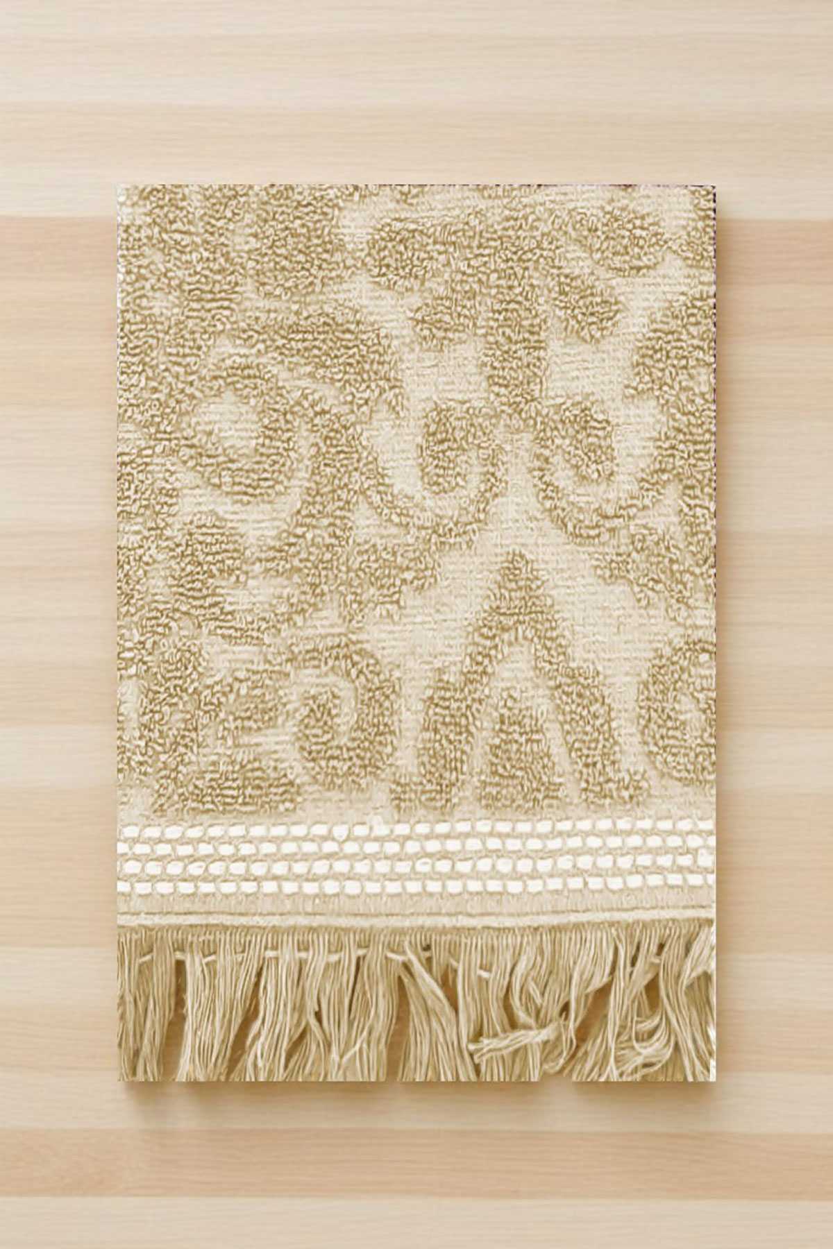 2 Piece Jacquard Bath Towel Set 100% Cotton 90x150 Cm Arden Beige