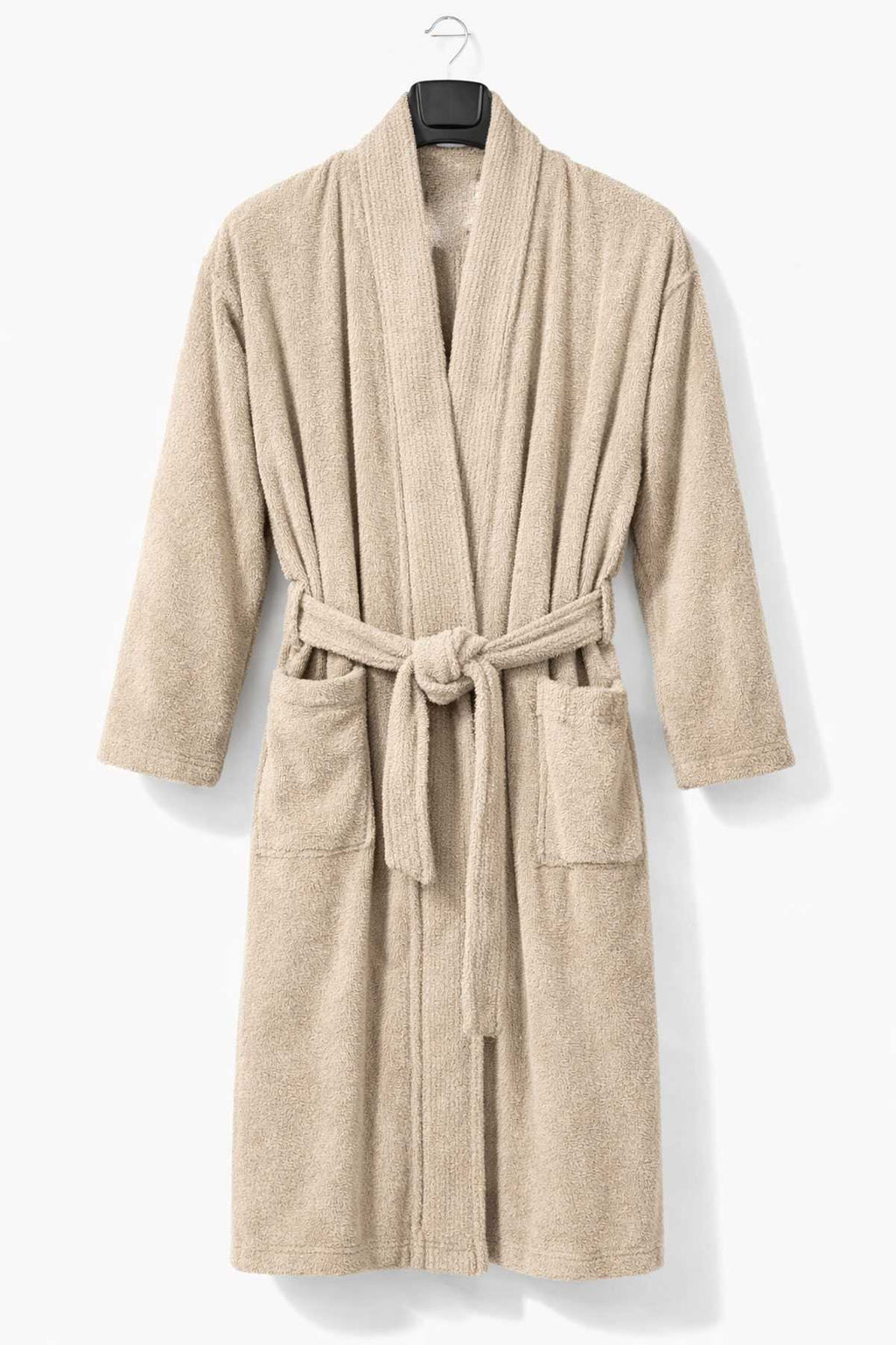 Kimono Collar Unisex Cotton Single Bathrobe Beige