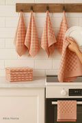 10 Piece Checkered Kitchen Towel 50x70 Cm Salmon