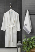 4 Piece Family Bathrobe Set Women Men Towel Bathrobe Set White Set