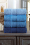 4 Piece Hand Face Towel Set 100% Cotton Rainbow 50x85 Cm Blue