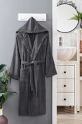 Hooded Unisex Bathrobe 100% Soft Cotton Anthracite