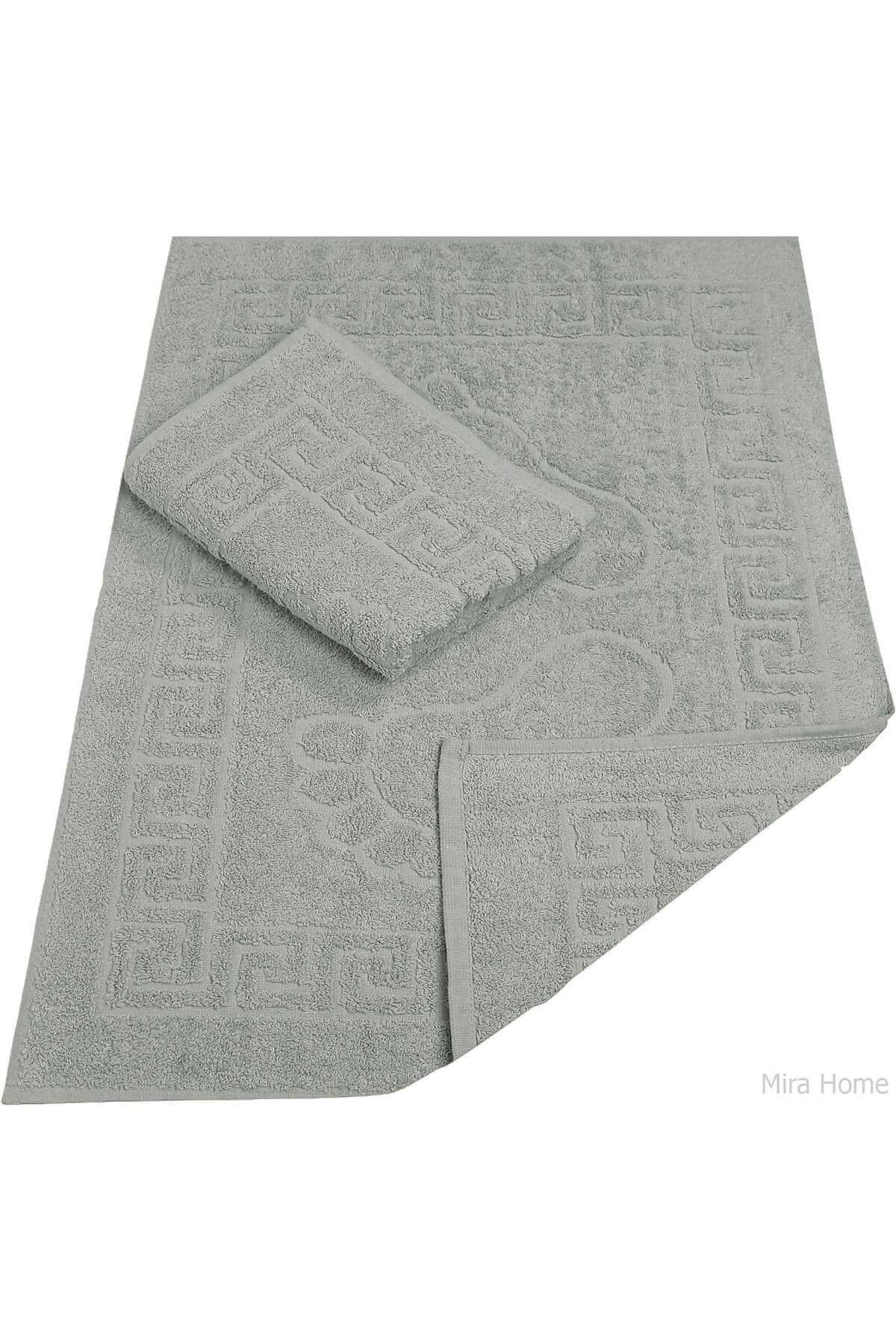 2'li Banyo Ayak Havlusu %100 Pamuk 50x70 cm Menesch Gri