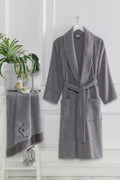 4 Piece Family Bathrobe Set Women Men Towel Bathrobe Set 100 Fuchsia Grey