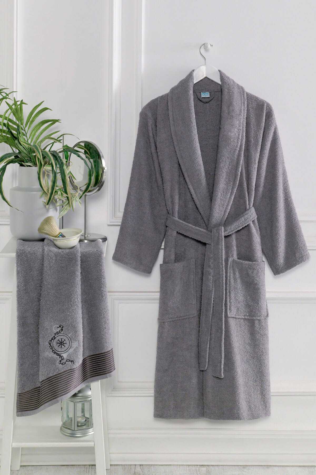 4 Piece Family Bathrobe Set Women Men Towel Bathrobe Set 100 Fuchsia Grey