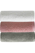 3 Piece Solid Color Hand Face Towel Set 100% Cotton 50x90 Cm Gray-Rose-White