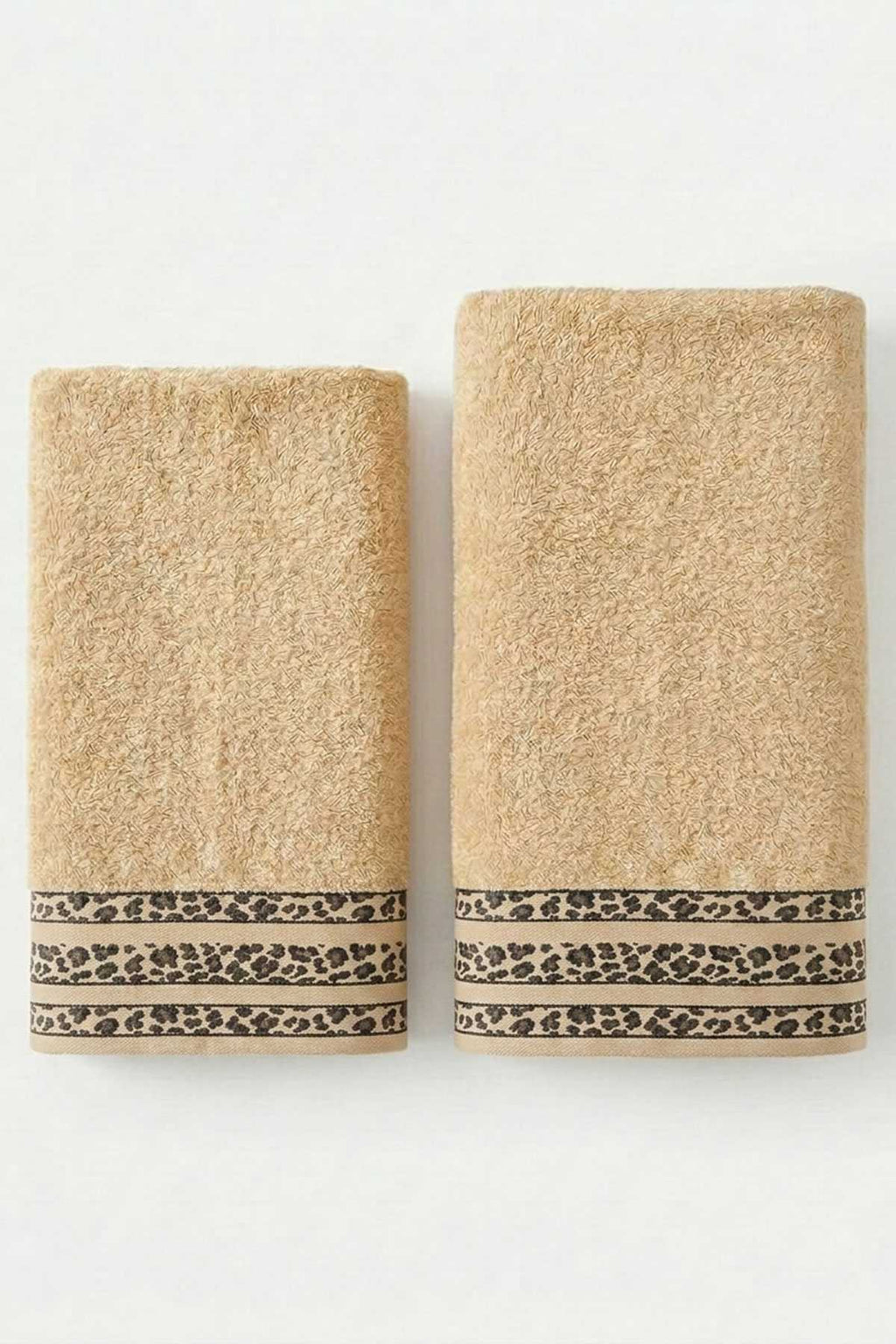 2 Parça Banyo Havlu Seti %100 Pamuk 70x140+50x90 Cm Savana Kum Beji