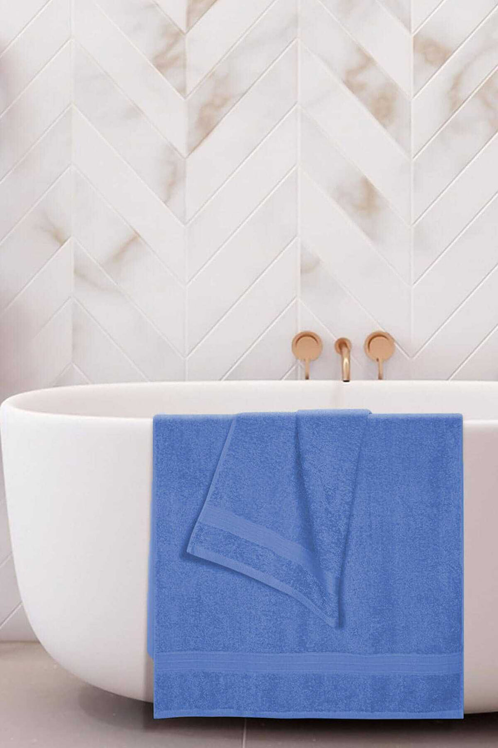 2'li Banyo Havlu Takımı %100 Pamuklu Dry Mavi