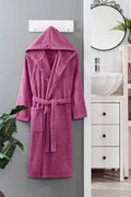 Hooded Unisex Bathrobe 100% Soft Cotton Plum
