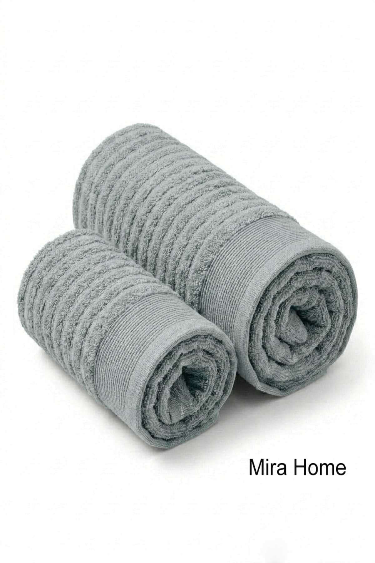 2 Piece Cotton Bath and Hand Face Towel Set Şeyda Green