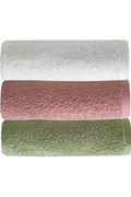 3-Piece Plain Hand Face Towel Set 100% Cotton 50x90 Cm Green Rose White
